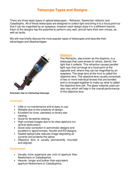 Telescope Types and Designs