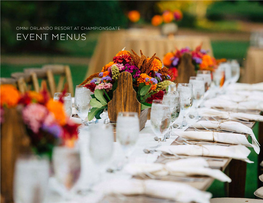 Event Menus Table of Contents