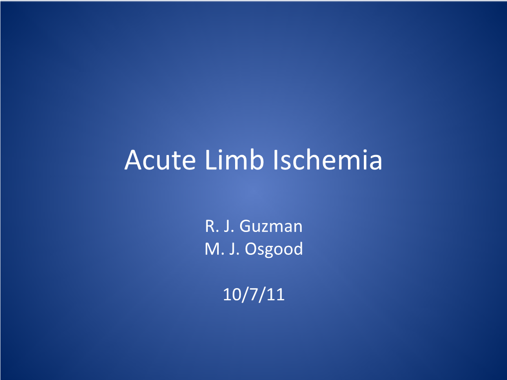 Acute Limb Ischemia