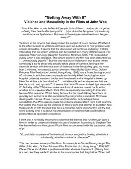 Violence and Masculinity in the Films of John Woo