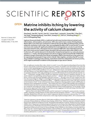 Matrine Inhibits Itching by Lowering the Activity of Calcium Channel
