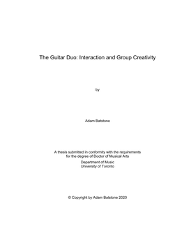 The Guitar Duo: Interaction and Group Creativity