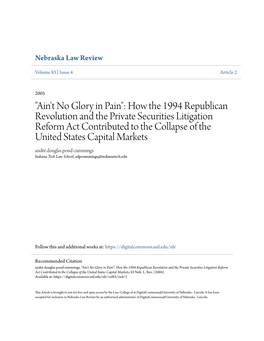 How the 1994 Republican Revolution and the Private Securities Litigation