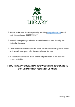 If You Have Any Books That You Would Like to Donate to Our Library Then Please Let Us Know