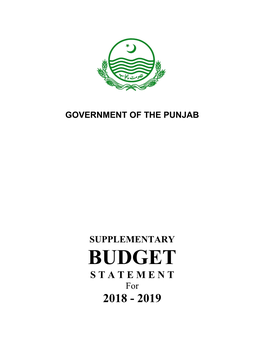 SUPPLEMENTARY BUDGET S T a T E M E N T For