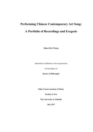 Performing Chinese Contemporary Art Song