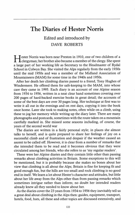 The Diaries of Hester N Orris Edited and Introduced by DAVE ROBERTS