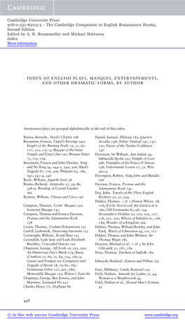 Index of English Plays, Masques, Entertainments, and Other Dramatic Forms, by Author