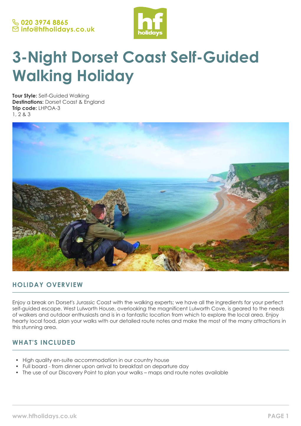 3-Night Dorset Coast Self-Guided Walking Holiday