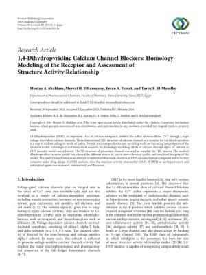1, 4-Dihydropyridine Calcium Channel Blockers: Homology Modeling Of