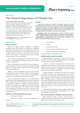 The Clinical Importance of Vitamin B12