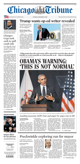 Obama's Warning: 'This Is Not Normal'