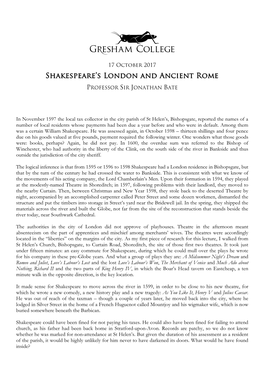 Shakespeare's London and Ancient Rome