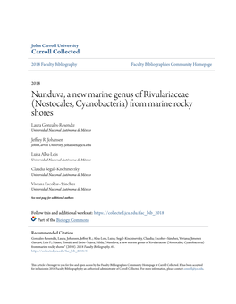 Nostocales, Cyanobacteria) from Marine Rocky Shores Laura Gonzales-Resendiz Universidad Nacional Autónoma De México