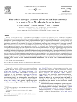 Fire and Fire Surrogate Treatment Effects on Leaf Litter Arthropods in A