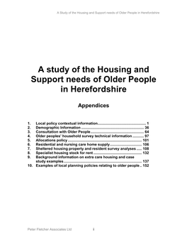 Appendices for the Study of Housing and Support Needs of Older People