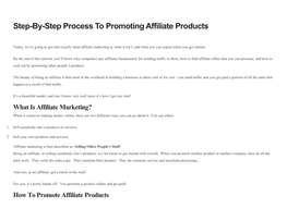 Step-By-Step Process to Promoting Affiliate Products