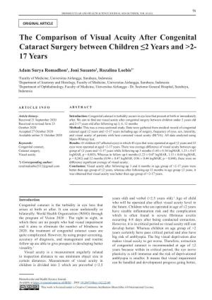 The Comparison of Visual Acuity After Congenital Cataract Surgery Between Children ≤2 Years and &gt;2