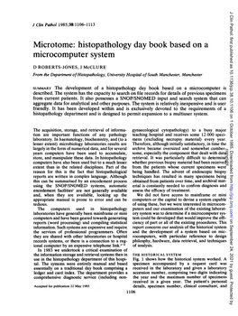 Microtome: Histopathology Day Book Based on a Microcomputer System