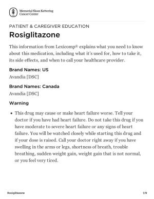 Rosiglitazone | Memorial Sloan Kettering Cancer Center