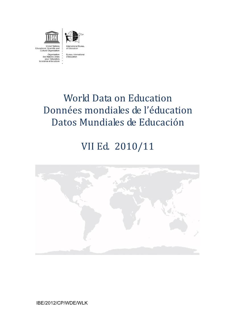 United Kingdom (Wales); World Data on Education, 2010/11; 2012