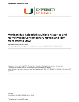 Multiple Histories and Narratives in Contemporary Novels and Film from 1989 to 2002