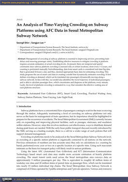 An Analysis of Time-Varying Crowding on Subway Platforms Using AFC Data in Seoul Metropolitan Subway Network