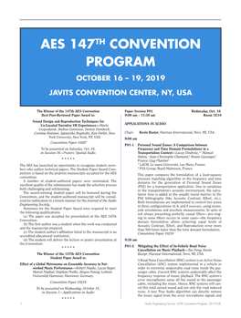 Convention Program, 2019 Fall Leave Only the Interior Noise Portion