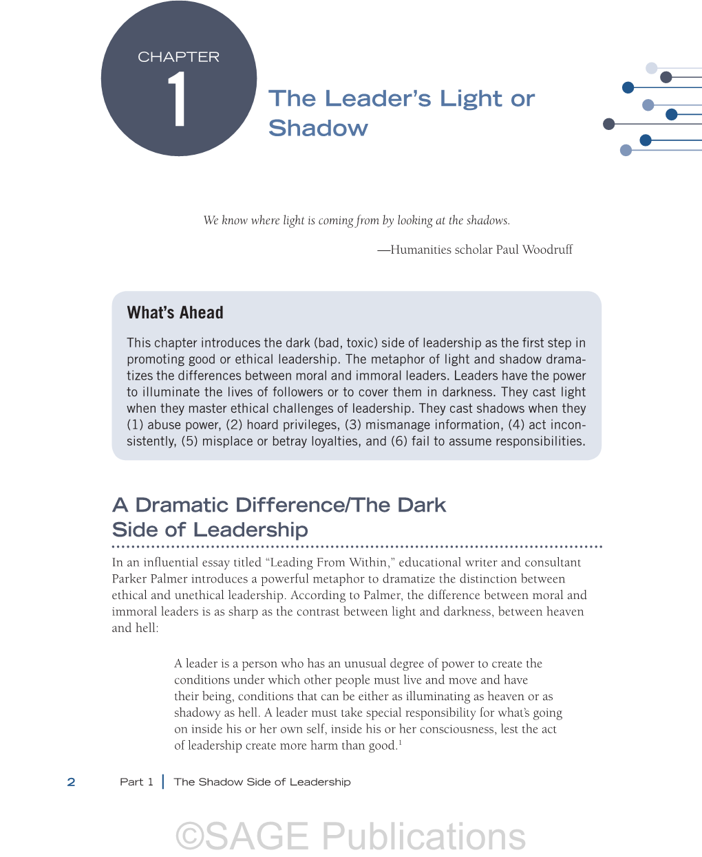 Chapter 1 | the Leader’S Light Or Shadow 3 ©SAGE Publications Table 1.1 the Behaviors and Personal Characteristics of Toxic Leaders