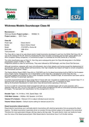 Wickness Models Soundscape Class 66