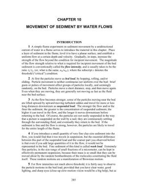 Chapter 10 Movement of Sediment by Water Flows