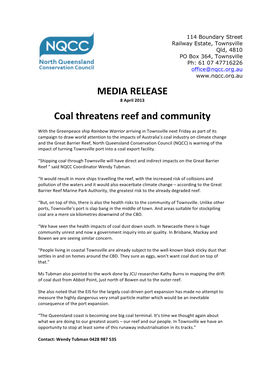 Coal Threatens Reef and Community