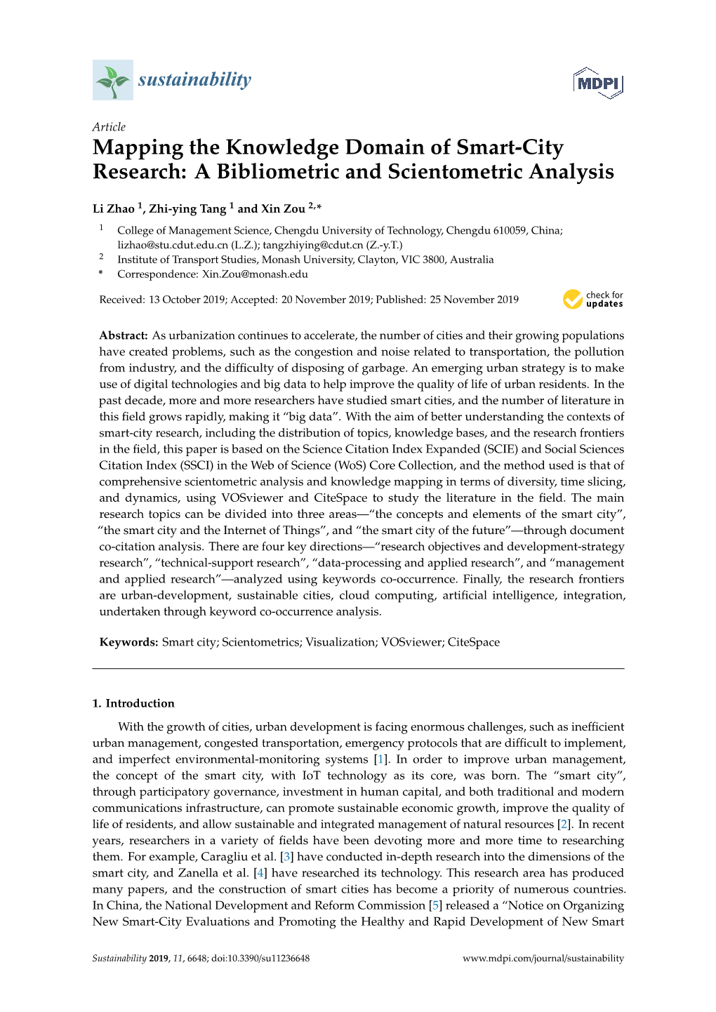 Mapping The Knowledge Domain Of Smart-City Research: A Bibliometric And ...