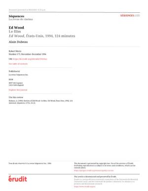 Ed Wood : Le Film / Ed Wood, États-Unis, 1994, 124 Minutes]
