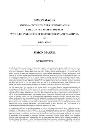 The Project Gutenberg Ebook of Simon Magus, by G.R.S. Mead