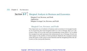 Section 3-7 Marginal Analysis in Business and Economics ➤ Marginal Cost, Revenue, and Proﬁt ➤ Application ➤ Marginal Average Cost, Revenue, and Proﬁt