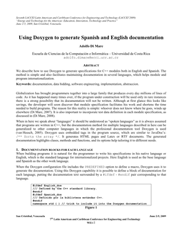 Using Doxygen to Generate Spanish and English Documentation