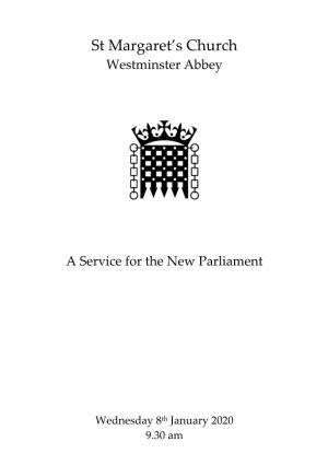 Westminster Abbey a Service for the New Parliament