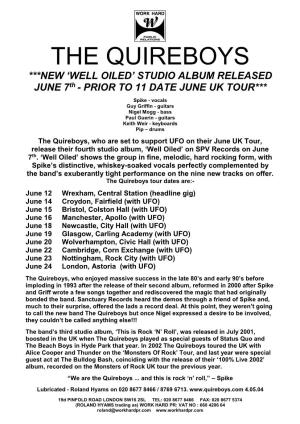 THE QUIREBOYS ***NEW ‘WELL OILED’ STUDIO ALBUM RELEASED JUNE 7Th - PRIOR to 11 DATE JUNE UK TOUR***