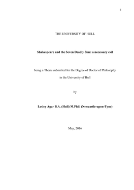 A Necessary Evil Being a Thesis Submitted for the Degree of Doctor