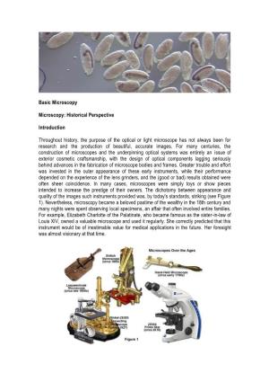 Basic Microscopy Microscopy: Historical Perspective Introduction