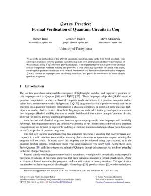 QWIRE Practice: Formal Verification of Quantum Circuits In