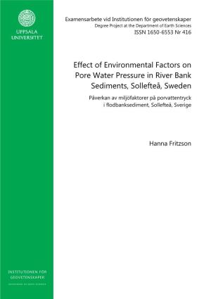 Effect of Environmental Factors on Pore Water Pressure