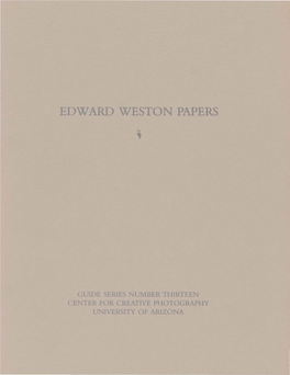 Edward Weston Chronology
