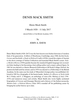 Denis Mack Smith