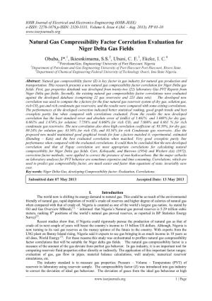 Natural Gas Compressibility Factor Correlation Evaluation for Niger Delta Gas Fields