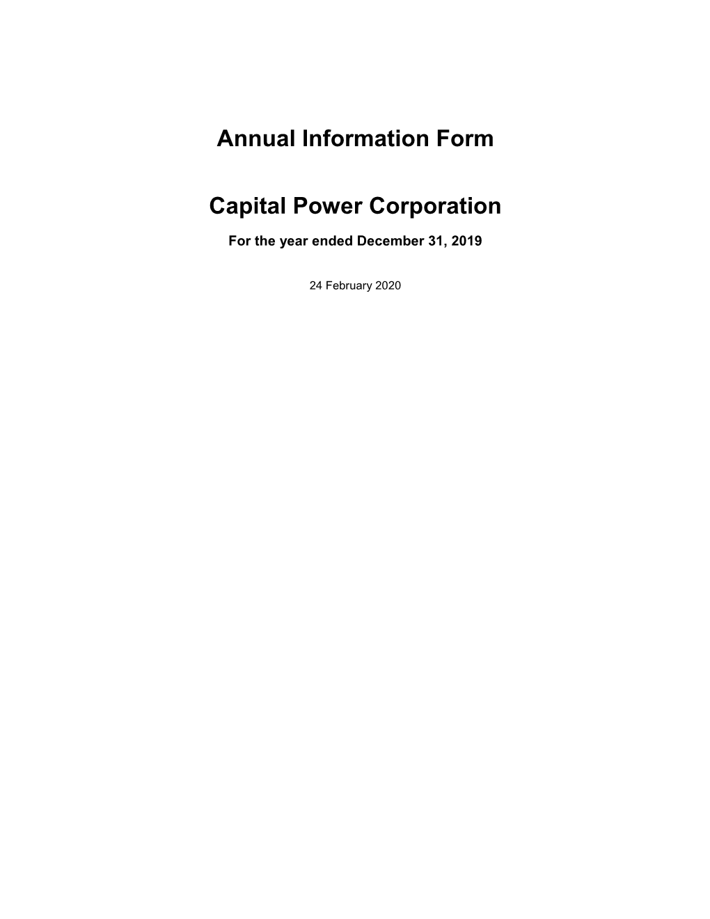 Annual Information Form Capital Power Corporation