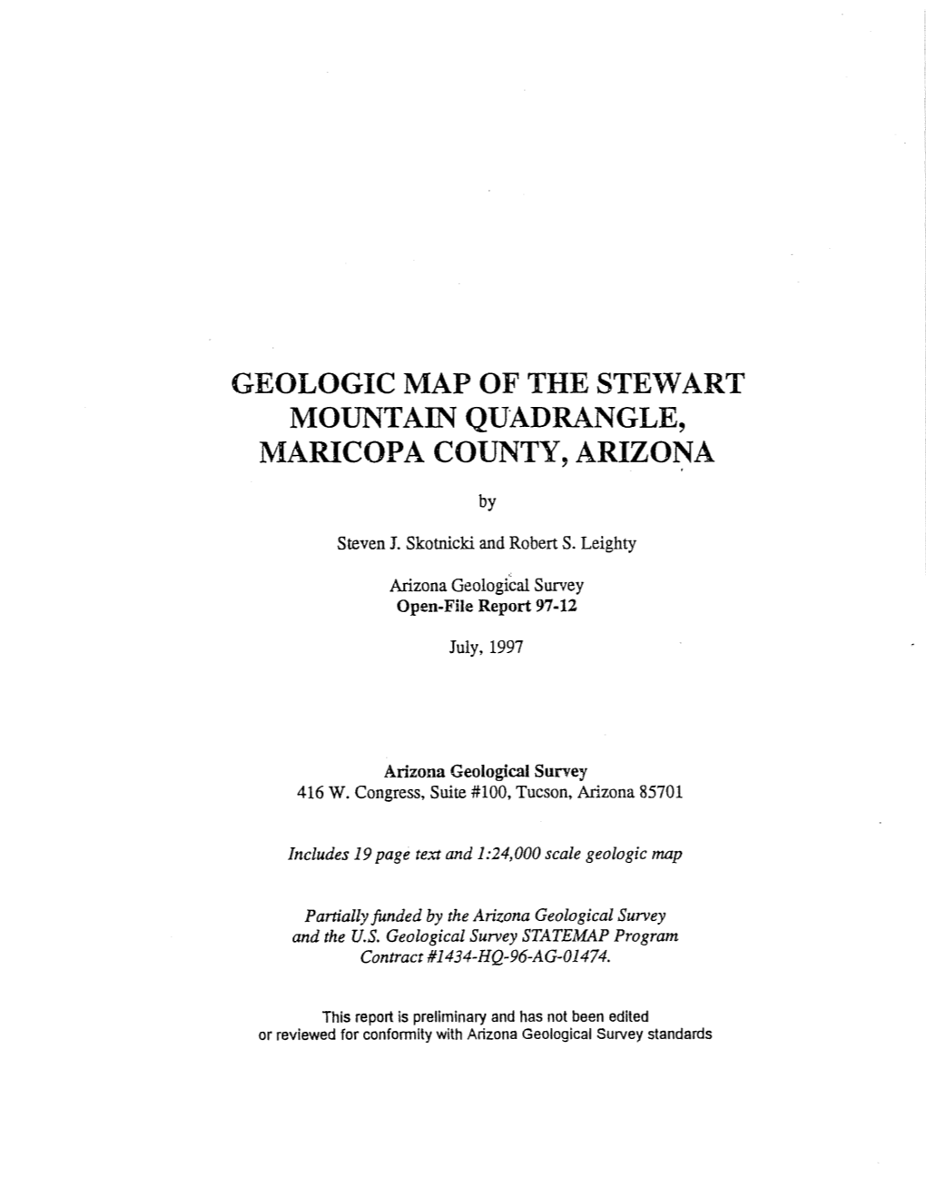 Geologic Report of the Stewart Mountain