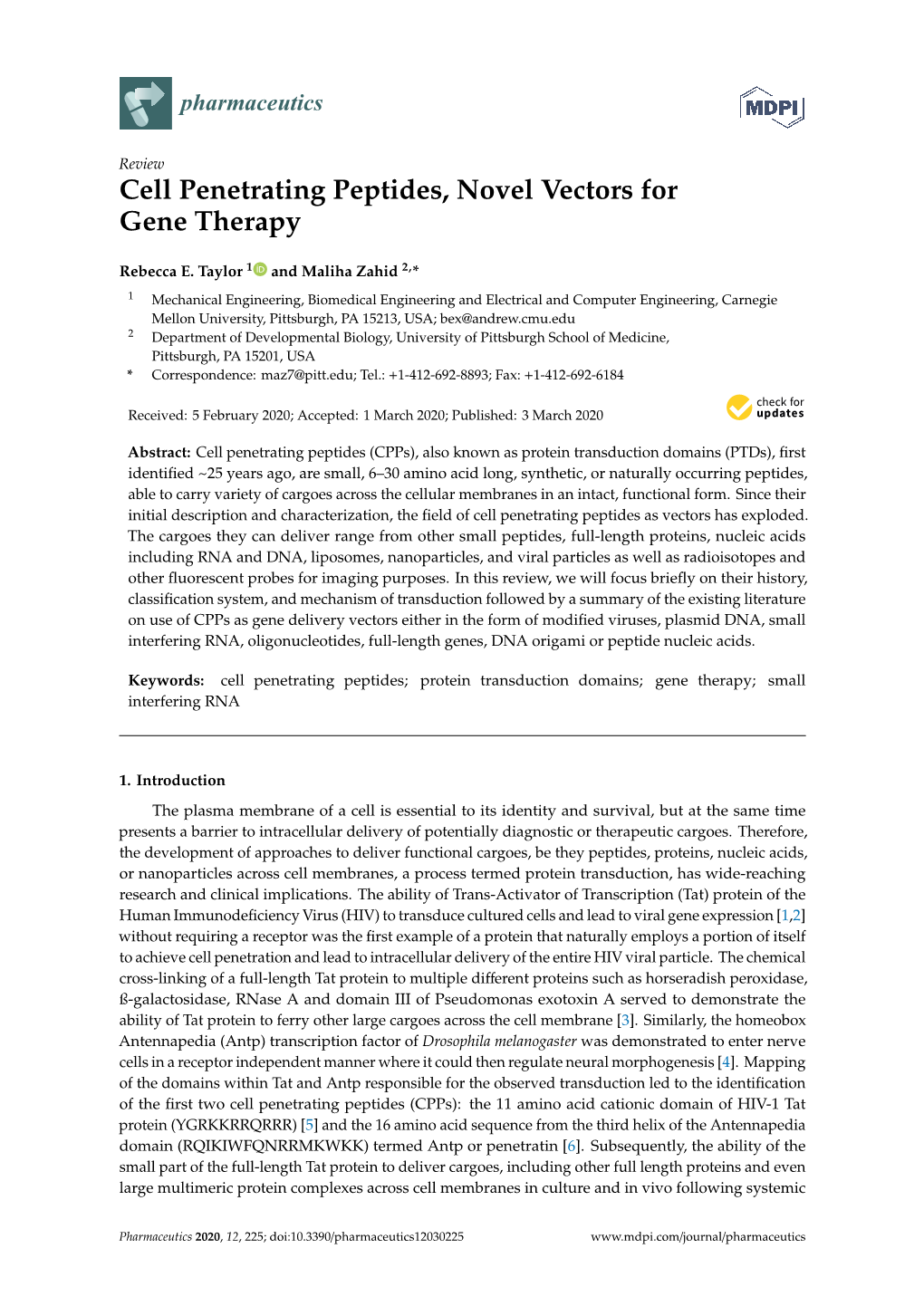 Cell Penetrating Peptides, Novel Vectors for Gene Therapy