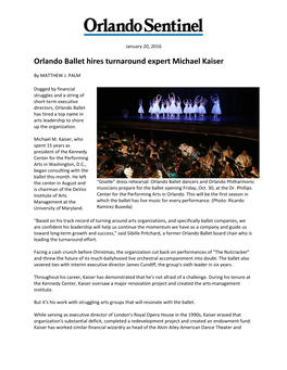 Orlando Ballet Hires Turnaround Expert Michael Kaiser